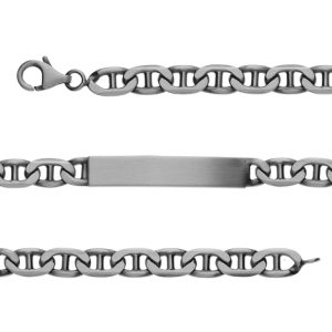 Identité argent vieilli maille marine 7mm a graver