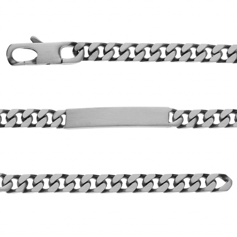 Gourmette Identité argent vieilli maille gourmette 6mm