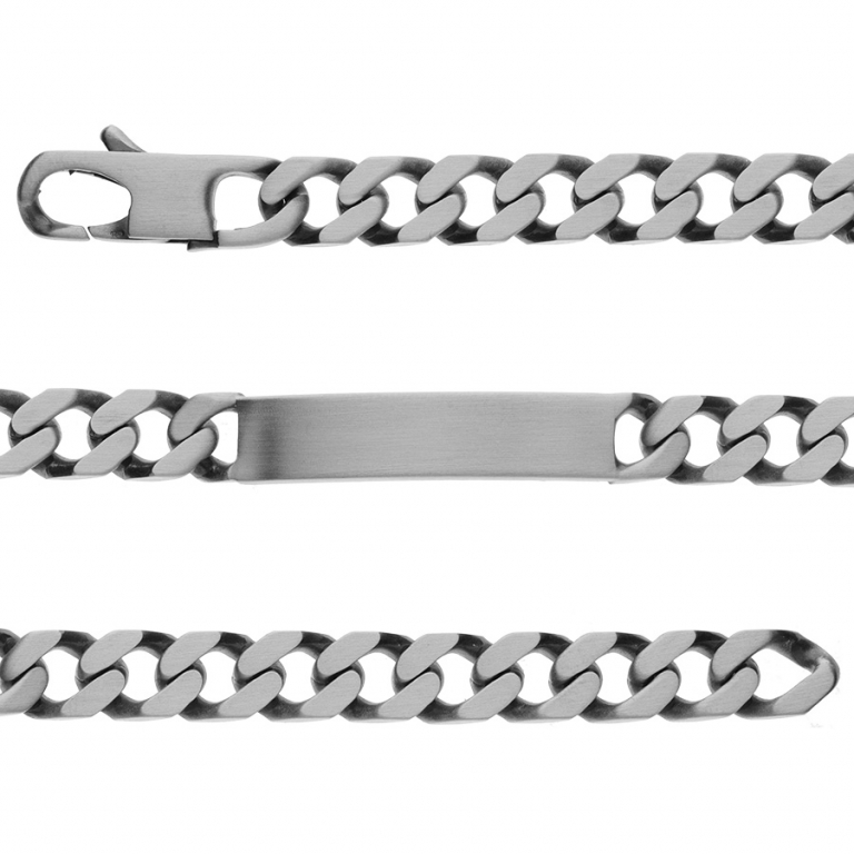 Identité argent vieilli maille gourmette 8mm massive Prestige