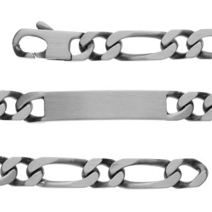 Bracelet Identité argent vieilli alternée 1+1 largeur 10mm a graver