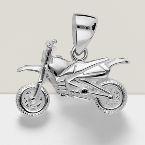 Collier Argenté Avec Pendentif Moto Honda - Occasion En Bon état