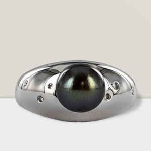 Magnifique bague argent perle tahiti diamants