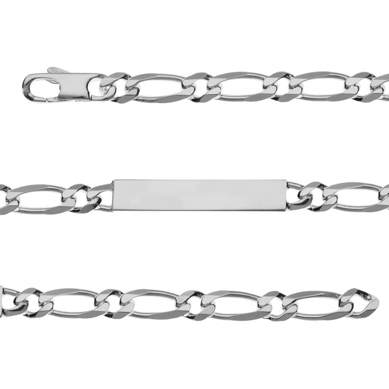 Identité argent maille alternée Hawai 6mm a graver