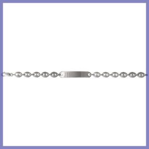 Gourmette argent maille grain de café portée au poignet, bracelet identité personnalisable par gravure, idée cadeau pour homme