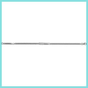 Bracelet identité argent 925 rhodié plaque rectangulaire maille gourmette