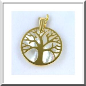 Médaille or arbre de vie fond nacre