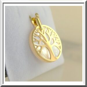 Médaille or 750 millième arbre de vie ajoure nacre 20mm