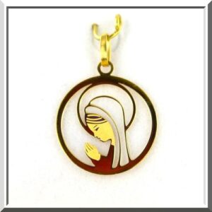 Médaille Vierge Marie en or 750 ajourée portée sur chaîne, bijou religieux délicat et lumineux, idée cadeau de parrain ou marraine pour un baptême