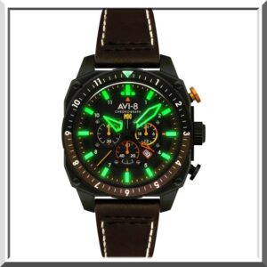Montre avi-8 chronographe cuir marron-john or & co
