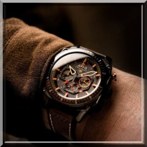 Montre avi-8 homme chronographe cuir marron-john or & co