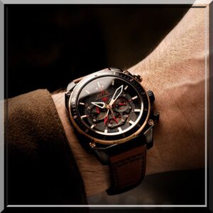 Montre avi-8 chrono sur cuir marron chic john or & co