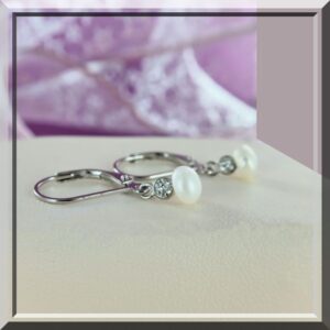 Boucles d'oreilles argent perle eau douce dormeuse