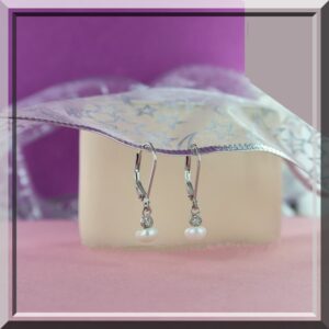 Magnifique Boucles d'oreilles argent perle eau douce dormeuse