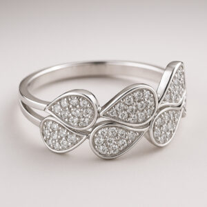 Magnifique Bague or gris 750 pavage oxydes largeur 6mm