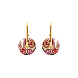 Boucles d'oreilles Stella Mia en forme de donut, acier doré et résine rose et rouge, bijou fantaisie vitaminé et gourmand, petite idée cadeau pour femme