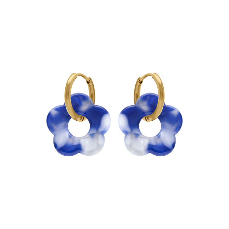 Créole acier doré 15 mm articulée fleur résine effet nuancé – Image 5