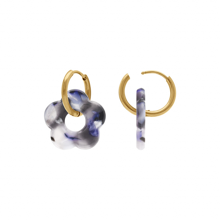 Créole acier doré 15 mm articulée fleur résine effet nuancé – Image 8