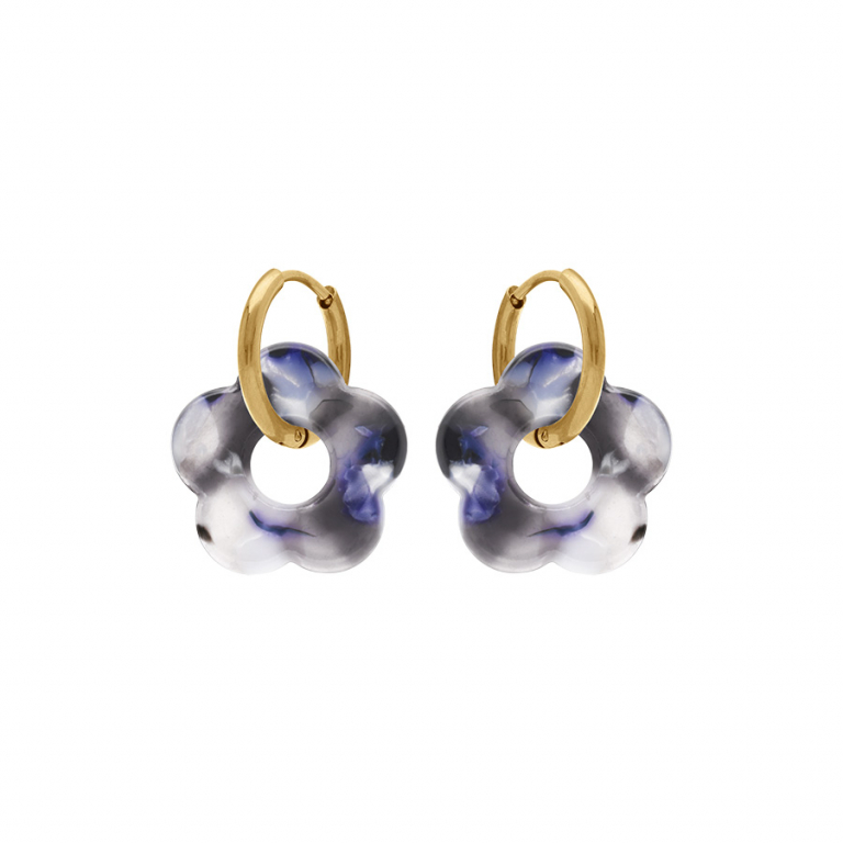 Créole acier doré 15 mm articulée fleur résine effet nuancé – Image 9