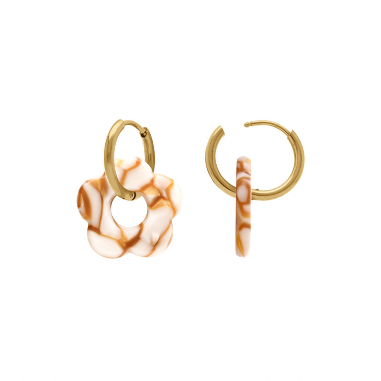 Créole acier doré 15 mm articulée fleur résine effet nuancé – Image 10