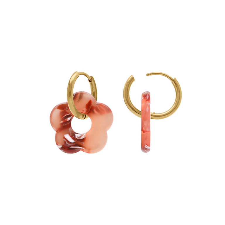 Créole acier doré 15 mm articulée fleur résine effet nuancé – Image 12