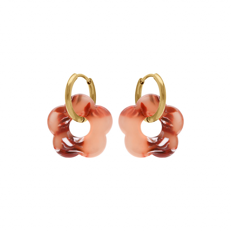 Créole acier doré 15 mm articulée fleur résine effet nuancé – Image 13