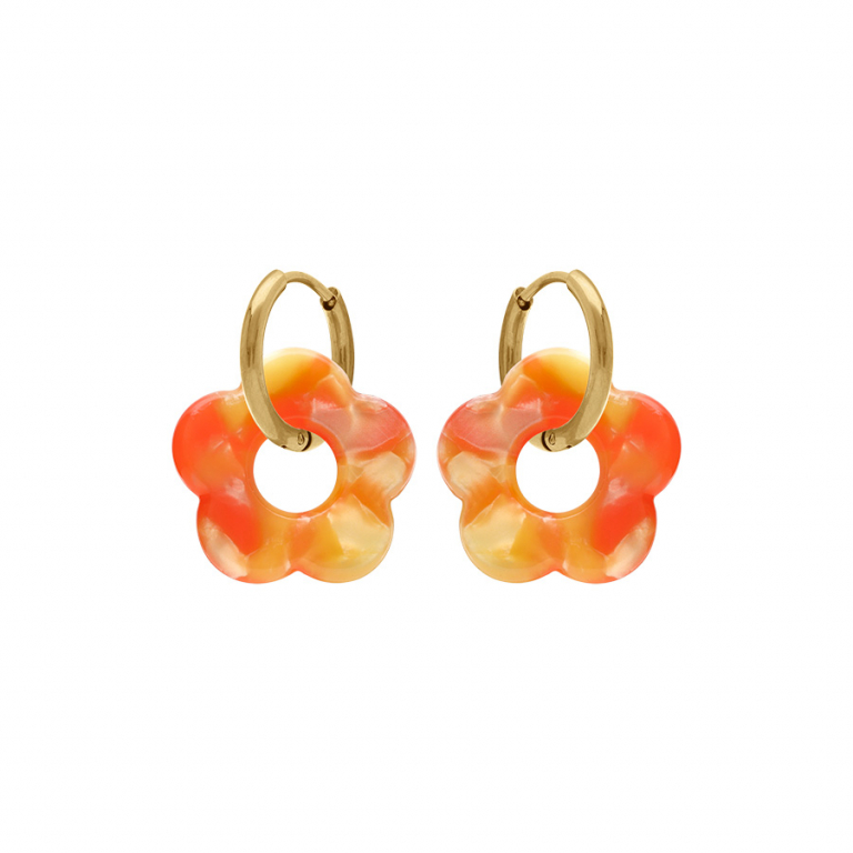 Créole acier doré 15 mm articulée fleur résine effet nuancé – Image 15