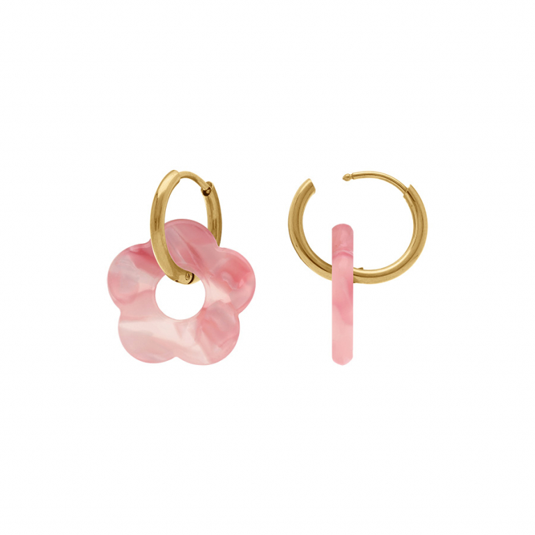 Créole acier doré 15 mm articulée fleur résine effet nuancé – Image 16