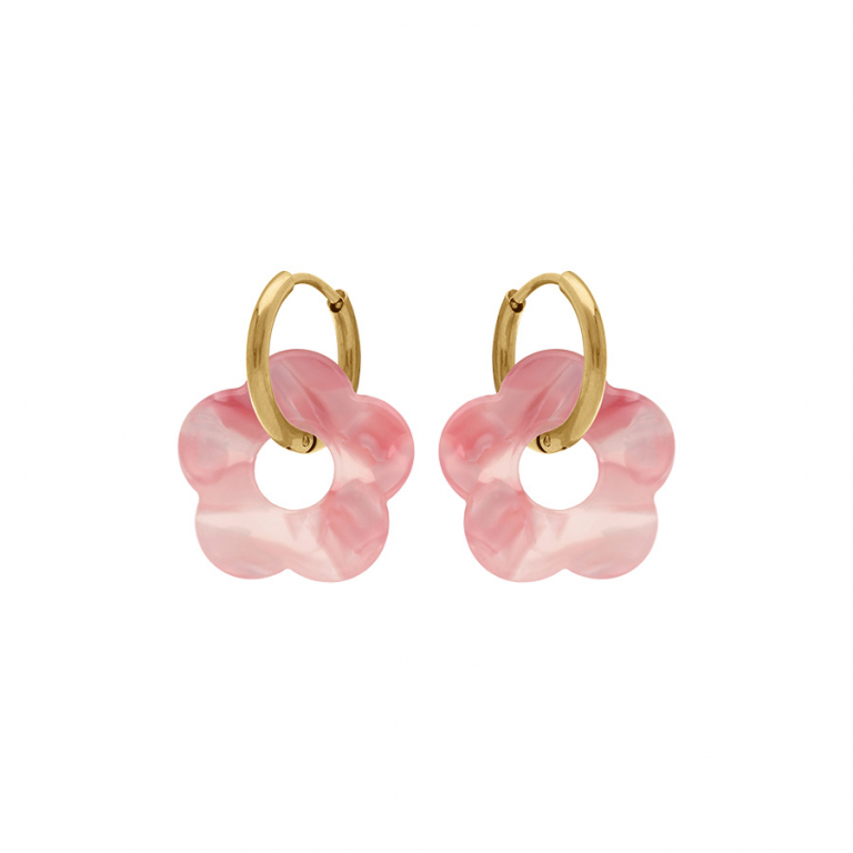Créole acier doré 15 mm articulée fleur résine effet nuancé – Image 17