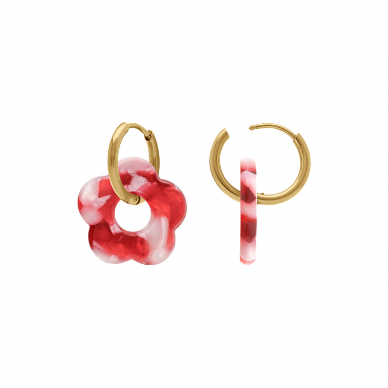 Créole acier doré 15 mm articulée fleur résine effet nuancé – Image 18