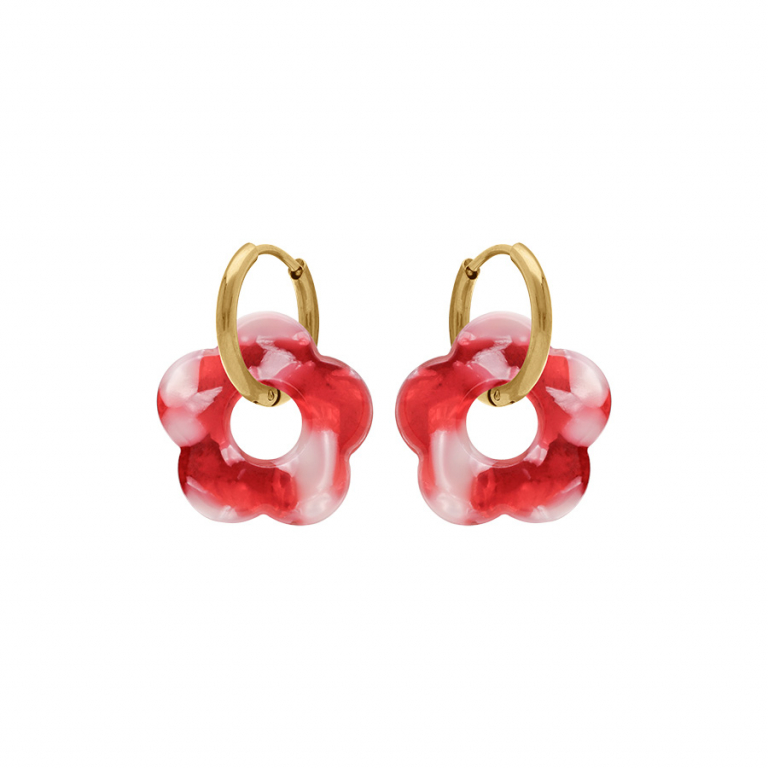 Créole acier doré 15 mm articulée fleur résine effet nuancé – Image 19
