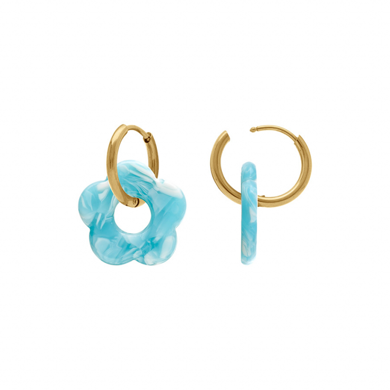 Créole acier doré 15 mm articulée fleur résine effet nuancé – Image 20