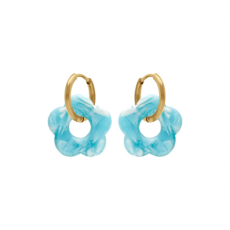 Créole acier doré 15 mm articulée fleur résine effet nuancé – Image 21