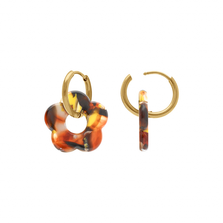 Créole acier doré 15 mm articulée fleur résine effet nuancé – Image 22