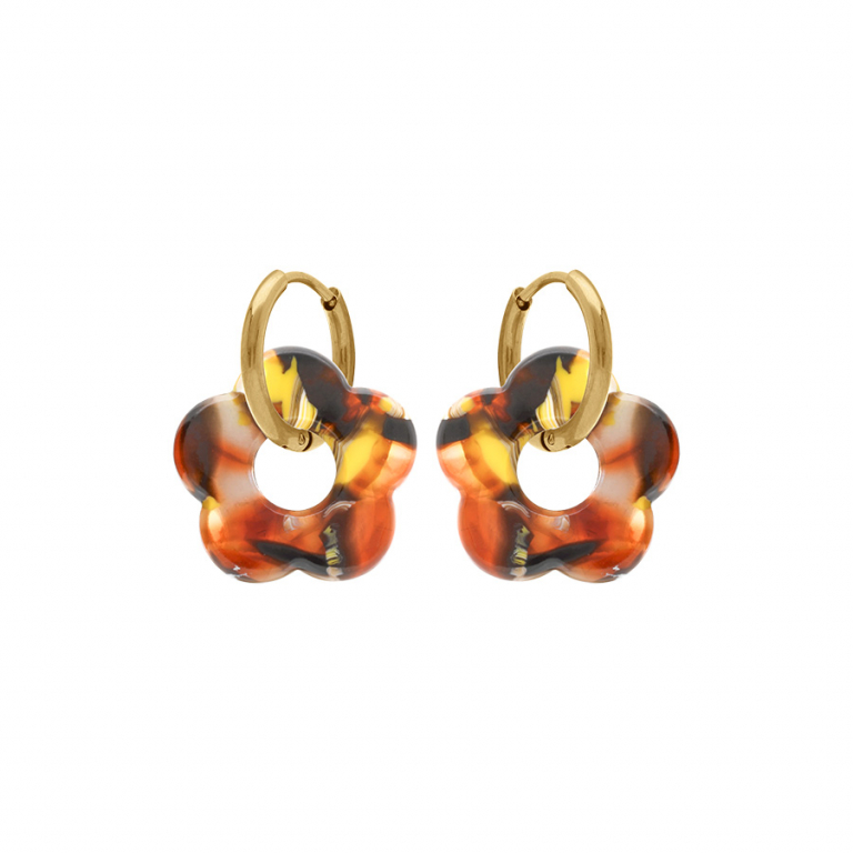 Créole acier doré 15 mm articulée fleur résine effet nuancé – Image 23