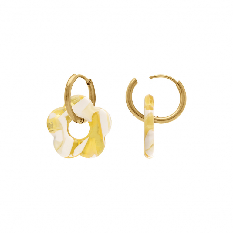 Créole acier doré 15 mm articulée fleur résine effet nuancé – Image 24