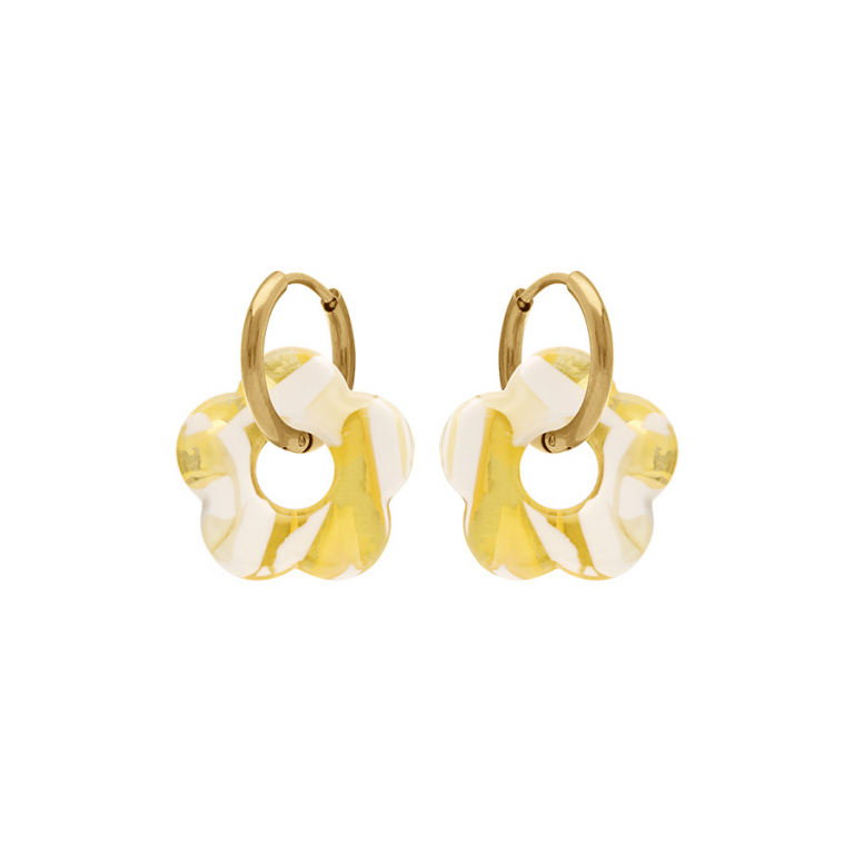 Créole acier doré 15 mm articulée fleur résine effet nuancé – Image 25