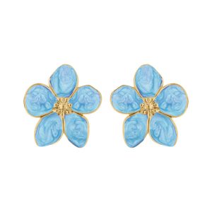 Boucles d'oreilles fleur acier doré Stella Mia nacré bleu ciel