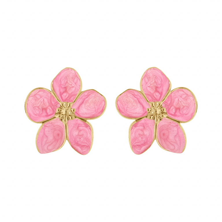 Boucles d'oreilles fleur acier doré Stella Mia nacré rose