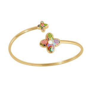 Bracelet stella Mia acier doré rigide fleur résine multi-couleur
