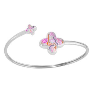 Bracelet stella Mia acier rigide fleur résine rose