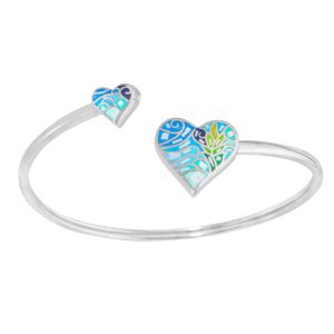 Bracelet stella Mia acier rigide coeurs bleu