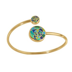 Bracelet stella Mia acier doré rigide bleu vert