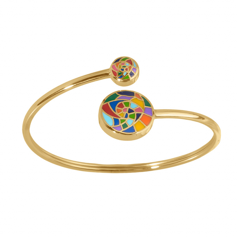 Bracelet stella Mia acier doré rigide multi-couleur