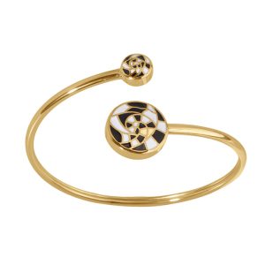 Bracelet stella Mia acier doré rigide noir blanc