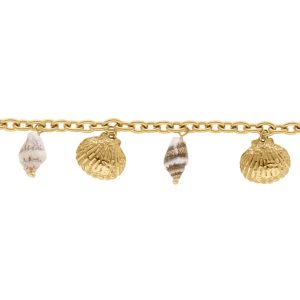 Bracelet acier doré pampilles coquillages