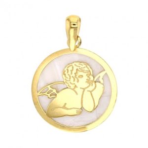 Médaille Ange en nacre et Or 750 17mm