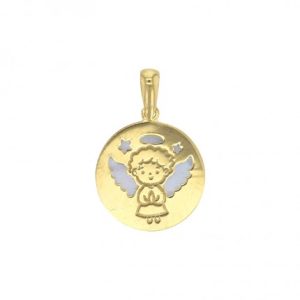 Médaille Ange or 750 decoupé sur nacre 13.5mm