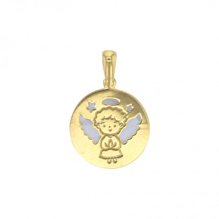 Médaille Ange or 750 decoupé sur nacre 13.5mm