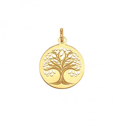 Pendentif rond arbre de vie ajouré en Or 750/1000