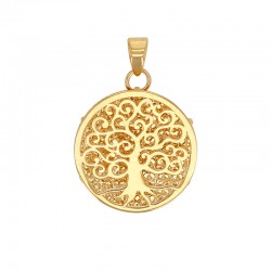 Pendentif arbre de vie recto ajouré et verso gaufré, Or 750/1000 – Image 2